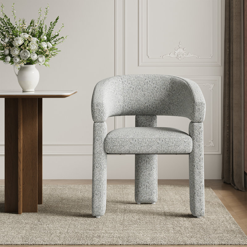 Upholstered Barrel Dining Arm Chair, Grey