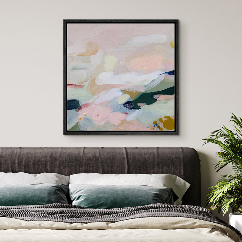 Doux pastel abstrait, décoration murale pour salon, chambre à coucher, reproduction d'art sur toile encadrée, Noir