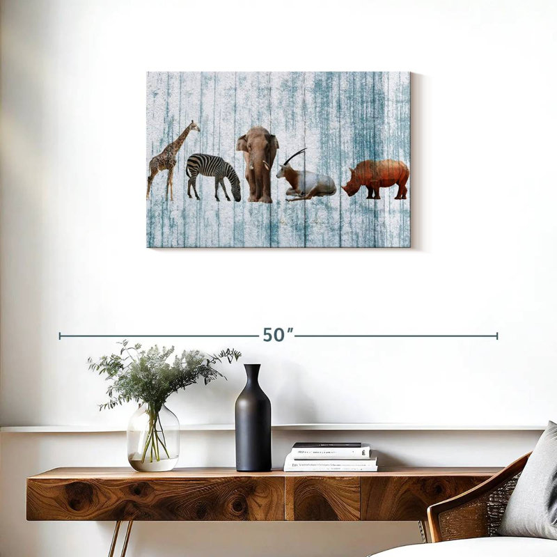 Brampt Wooden Safari Animals, 20" H x 30" W