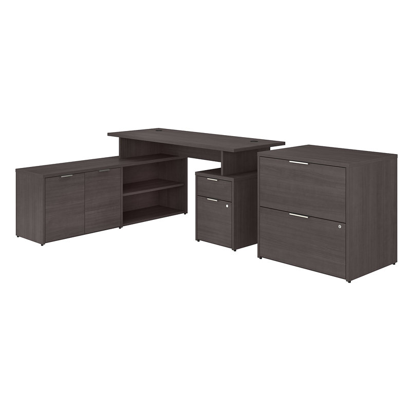Ensemble de bureau rectangulaire 4 pièces Jamestown, H 29,66 po x l 59,69 po x P 59,17 po, Gris orage