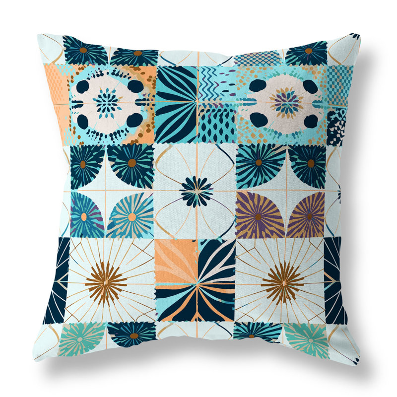 Coussin décoratif réversible Zellige Dreamscapes, H 16 po x l 16 po, Bleu/pêche