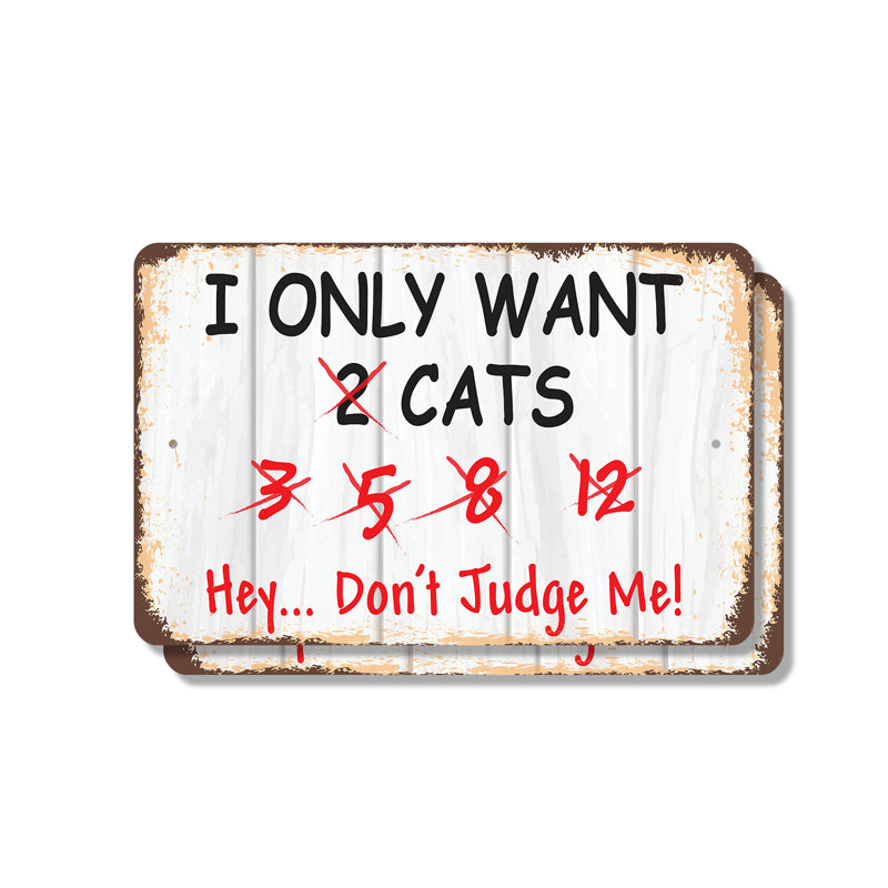 «I Only Want Cats Don't Judge Me» (ensemble de 2) 8 po x 12 po