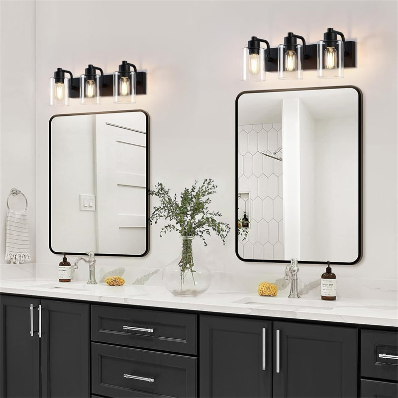 Lumière de meuble-lavabo à intensité variable, 3, Noir mat