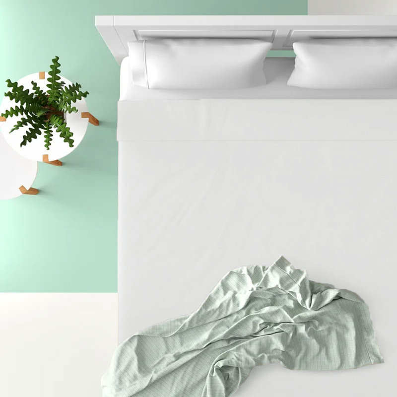 Drap simple en microfibre douce Wayfair Basics® 1800 Series, Drap plat pour lit simple, Blanc