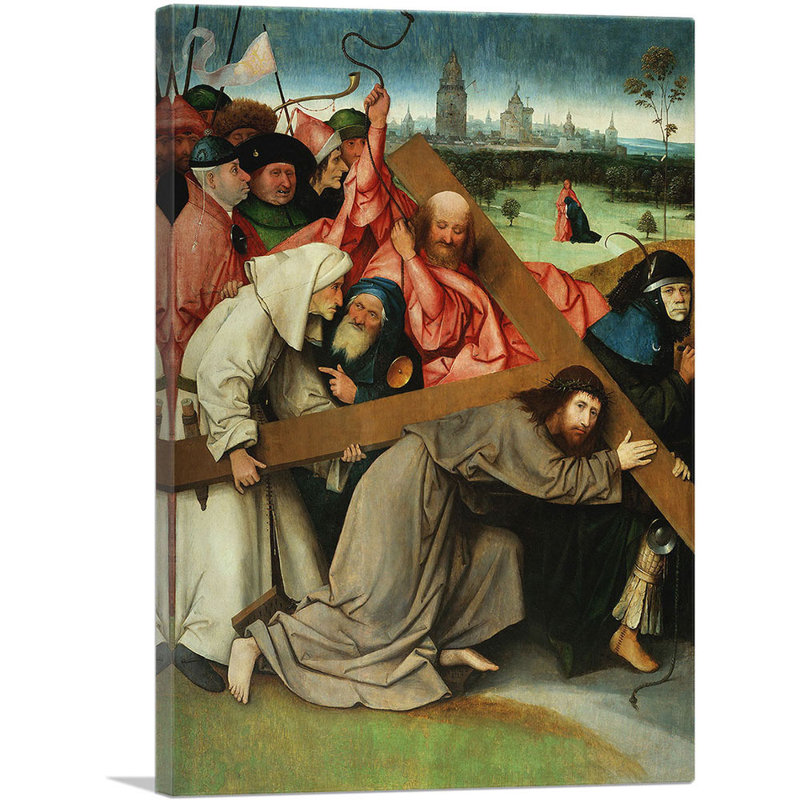 " Christ Carrying The Cross " by Hieronymus Bosch Painting Print, 18" H x 12" W x 0.75" D