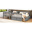 Lit superposé convertible simple au-dessus d'un lit double gris avec tiroirs, pin et construction, structure solide, garde-corps en forme de clôture pour la sécurité, assemblage rapide, assemblage rapide-1322648956