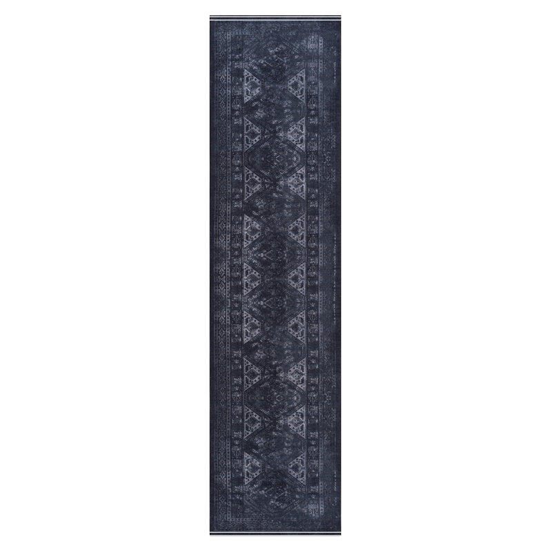Area Rugs, Washable Rug, Low-Pile, Non-Slip, Non-Shedding, Foldable, Kid & Pet Friendly - Area Rugs For Living Room, Bedroom, Kitchen, Dining Room Rug - Perfect Gifts, (Black+ Gray)