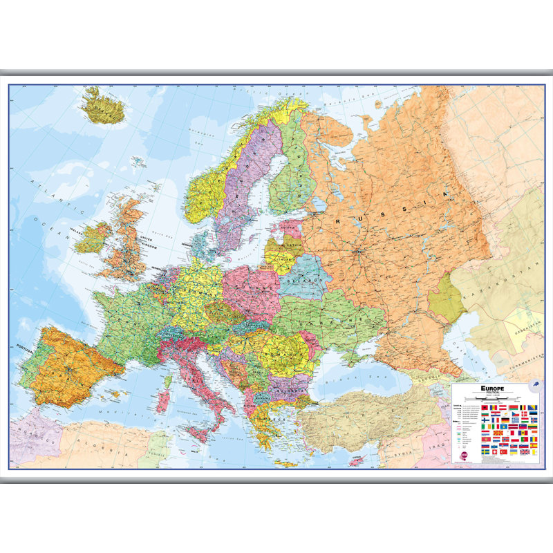 Large Europe Wall Map Political - Print, Unframed