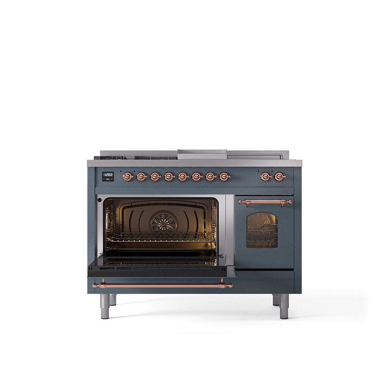 ILVE Nostalgie II 48 Dual Fuel Range, Blue/Gray/Copper, Liquid Propane