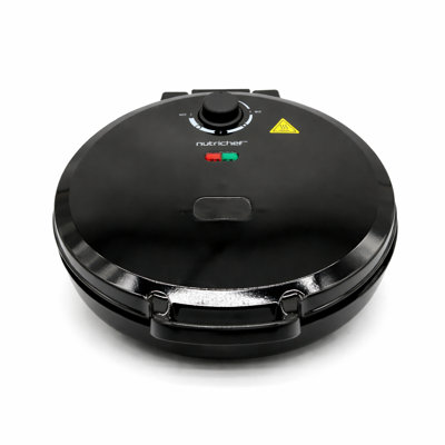 Nutrichef Countertop Pizza Maker - Non-Stick Electric Pizza Oven With Cool Touch Handle And Uplift Function, Includes Spatula (Black)