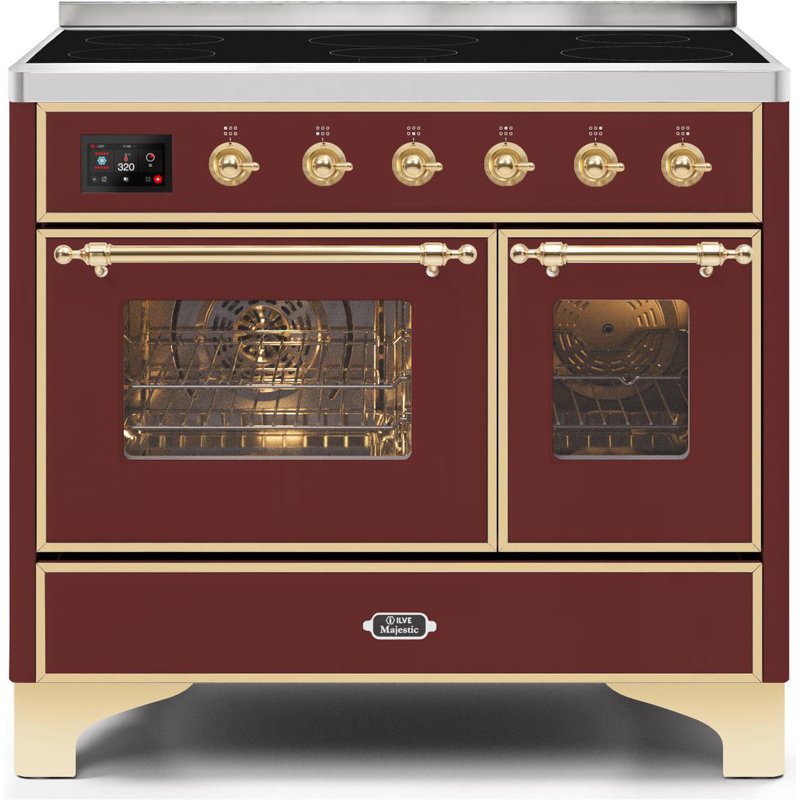 Majestic II 40" Freestanding Induction Range, Burgundy/Brass