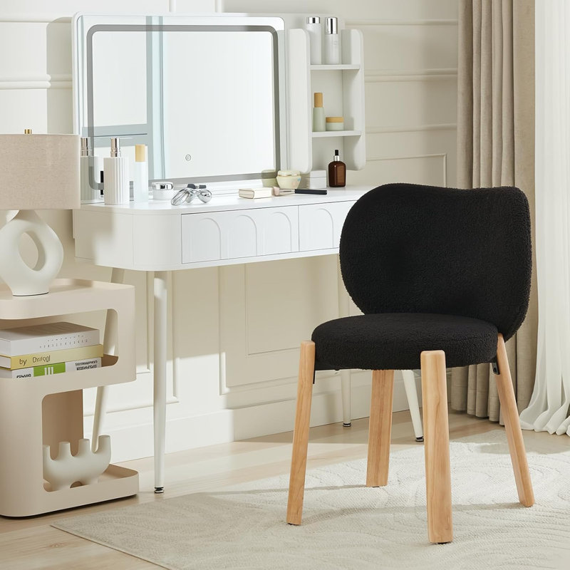 Fauteuil d'appoint confortable, fauteuil de maquillage, Noir