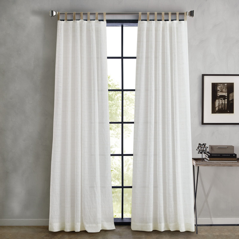 DKNY Antigua Jute Tab Curtain Panel Pair Linen (Set of 2), 50"" W x 84"" L