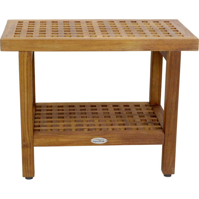 The Original 24" Grate Teak Shower Bench with Shelf