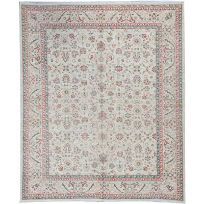 Tapis brun et vert clair de haute qualité noué à la main Ziegler