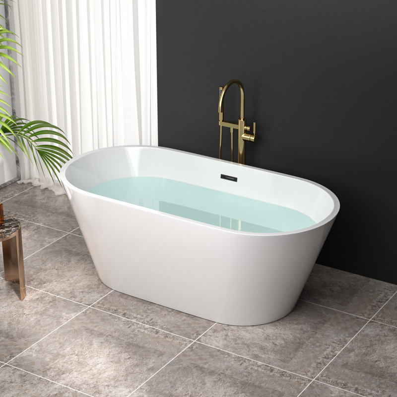 Baignoire de trempage autoportante en acrylique avec drain et trop-plein 59 po. X 29,5 po., Noir