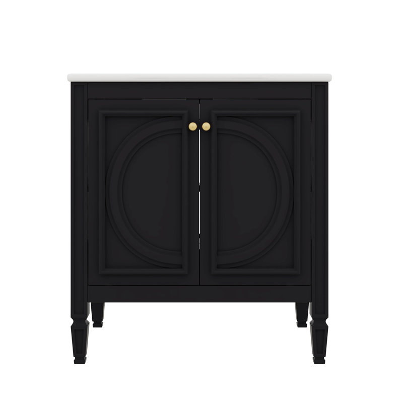 Meuble-lavabo de 30 po avec lavabo - conçu avec deux portes et une tablette intégrée, Noir
