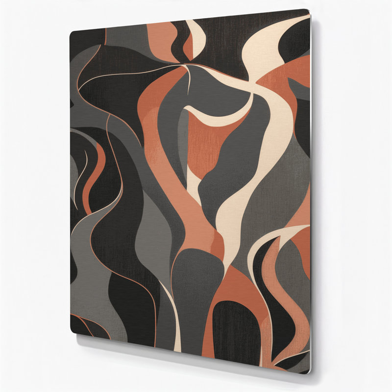 Abstrait art figuratif gris en métal 68, H 11 po x l 14 po