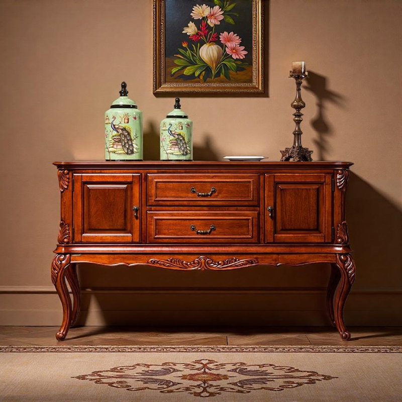 Buffet multifonctionnel en bois massif, H 37,8 po x l 56,3 po x P 17,72 po