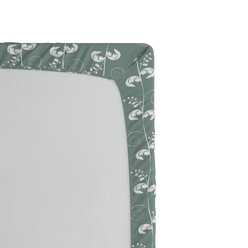 Drap-housse floral, Drap-housse de taille double, Motif floral vert