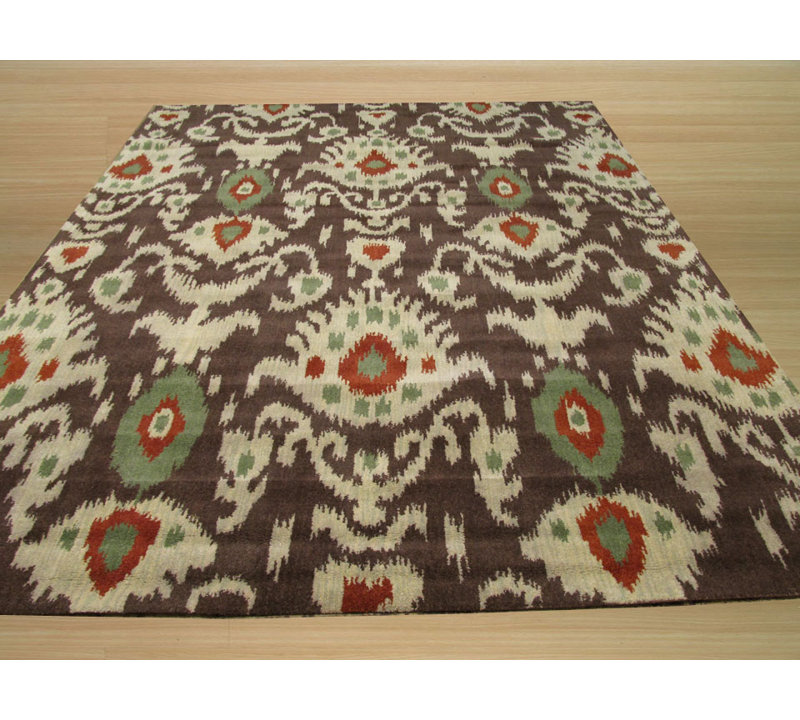 Tapis brun en laine touffeté à la main Majestic, Rectangle 7 pi 9 po x 9 pi 9 po
