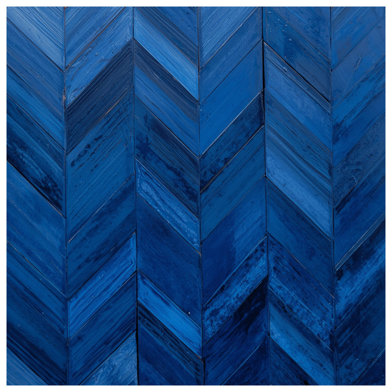 Tapisserie murale à motif de chevrons bleus - Décoration murale à chevrons, H 50 po x l 60 po avec 4 œillets