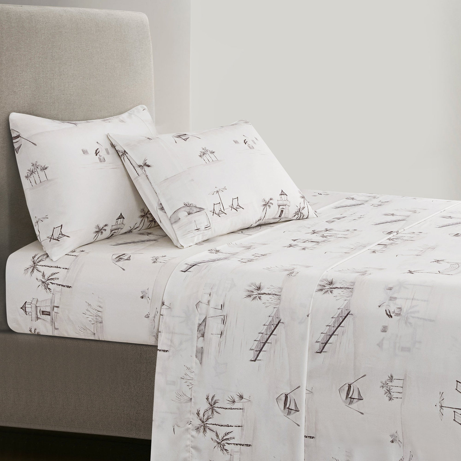 Riggi Toile Sheet Set, King Sheet + 2 King Pillowcases