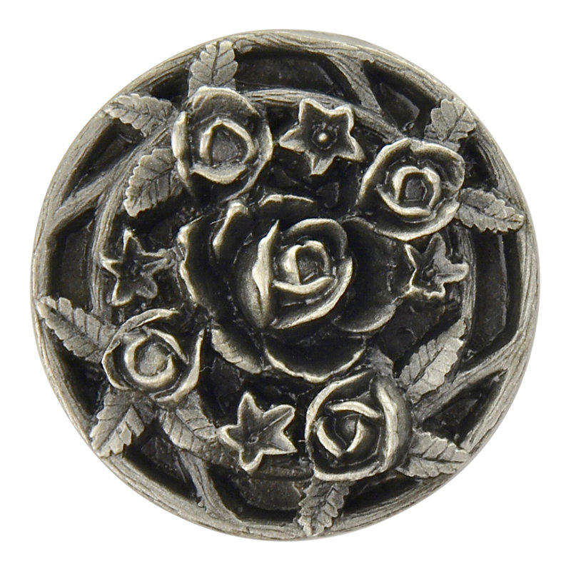 Floral Circle Knob, Antique Pewter