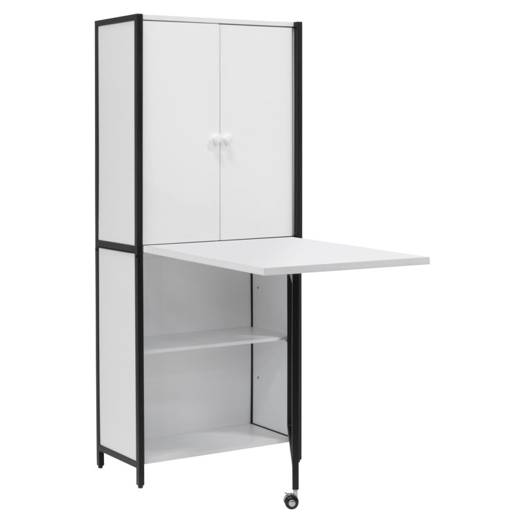 Sew Ready Multipurpose Armoire 58.75 Tall with Folding Top for Craft, Office or Home Sewing Cabinet, Charcoal/White