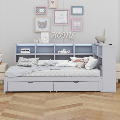 LED Daybed with Drawers, Shelves & USB Ports