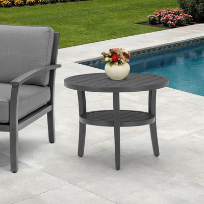 Calliann Round Metal Outdoor Side Table , 24'' in. W 24'' in. D