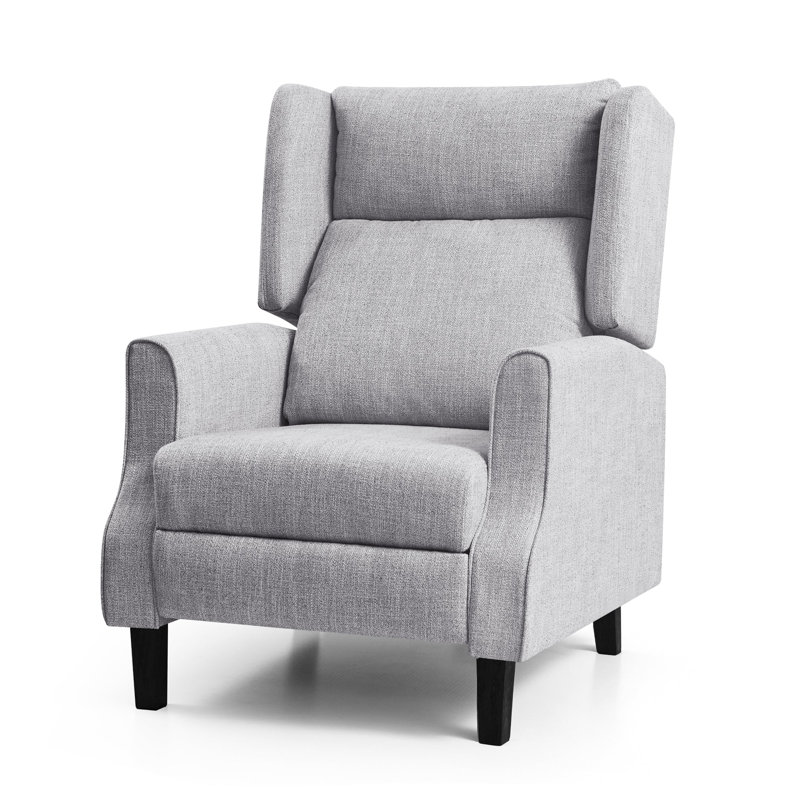 Angelah 73cm Wide Wing Chair Recliner, Gray Polyester Blend