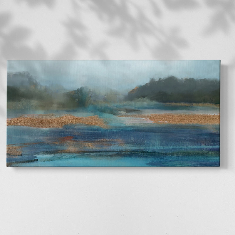 Cold Spring - Toile tendue avec châssis tendue, prête à accrocher, H 17 po x l 33 po, Doré