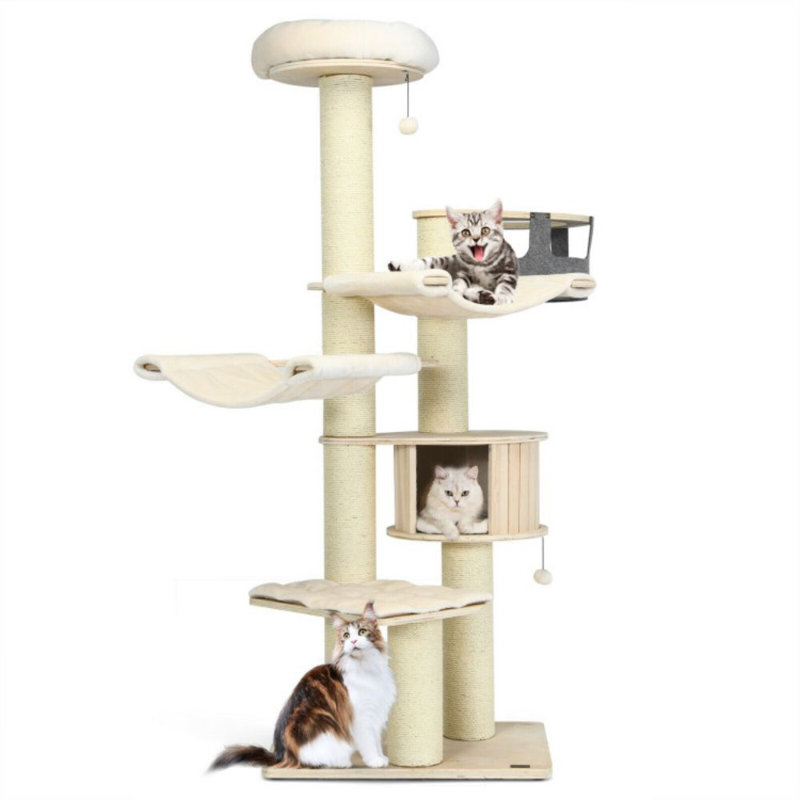 77.5 Inch Cat Tree Condo Multi-Level Kitten Activity Tower With Sisal Posts