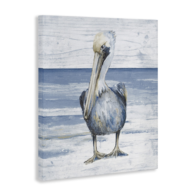«Rustic Nautical Pelican On Canvas» par Patricia Pinto, reproduction, H 40 po x l 30 po x P 1,5 po
