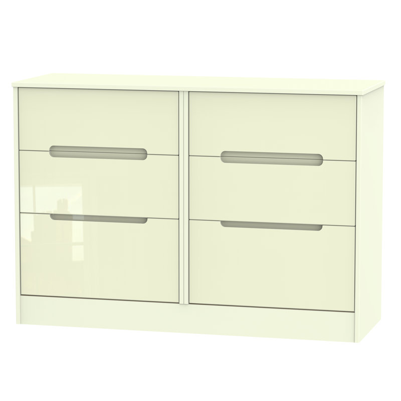 Fully Assembled Vernon 6 Drawer Chest, Cream Gloss/Cream Gloss