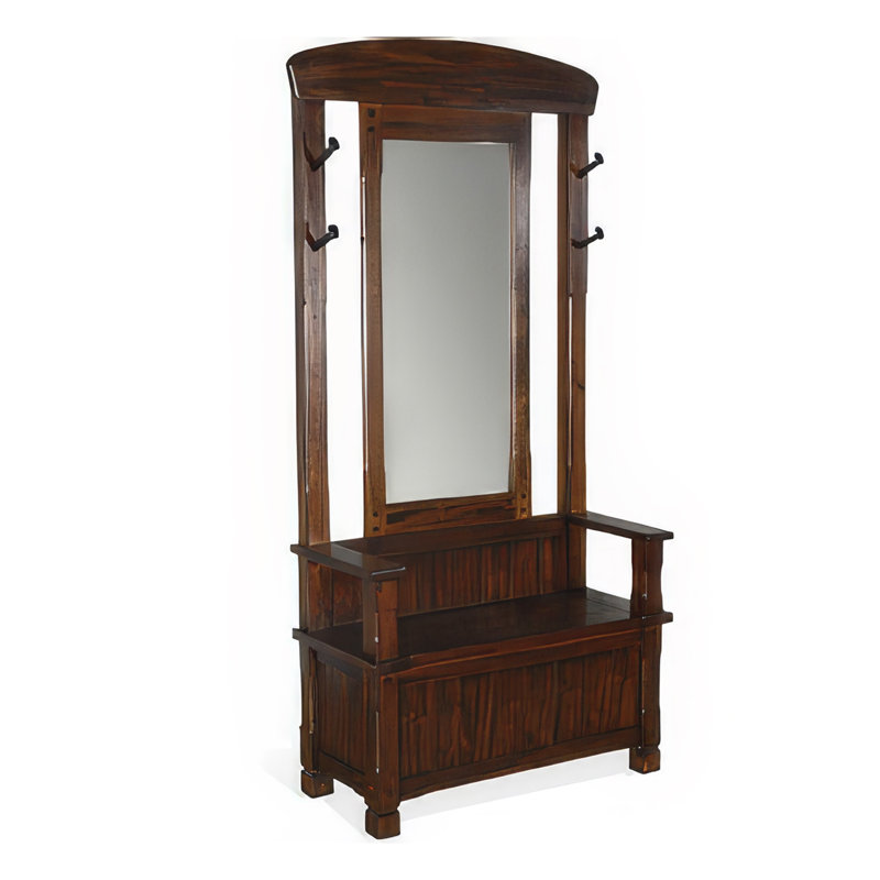 Porte-manteau de vestibule Odell avec miroir et banc de rangement Odell