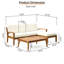 Ensemble de canapé d'extérieur 3 pièces en L en bois d'acacia pour l'extérieur-128966145