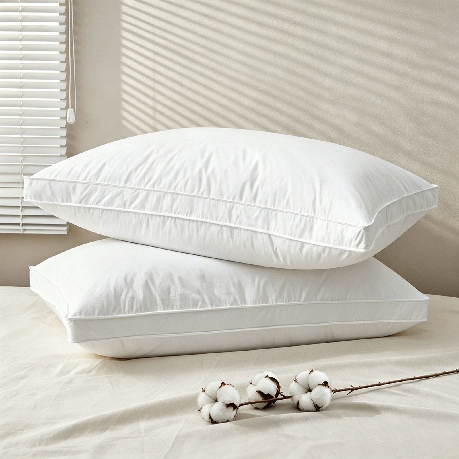 Plush Goose Feather Pillow, King