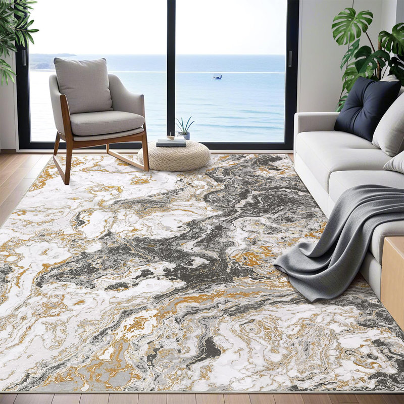 Abstract Machine Tufted Area Rug, Grey, Rectangle 120 x 170 cm
