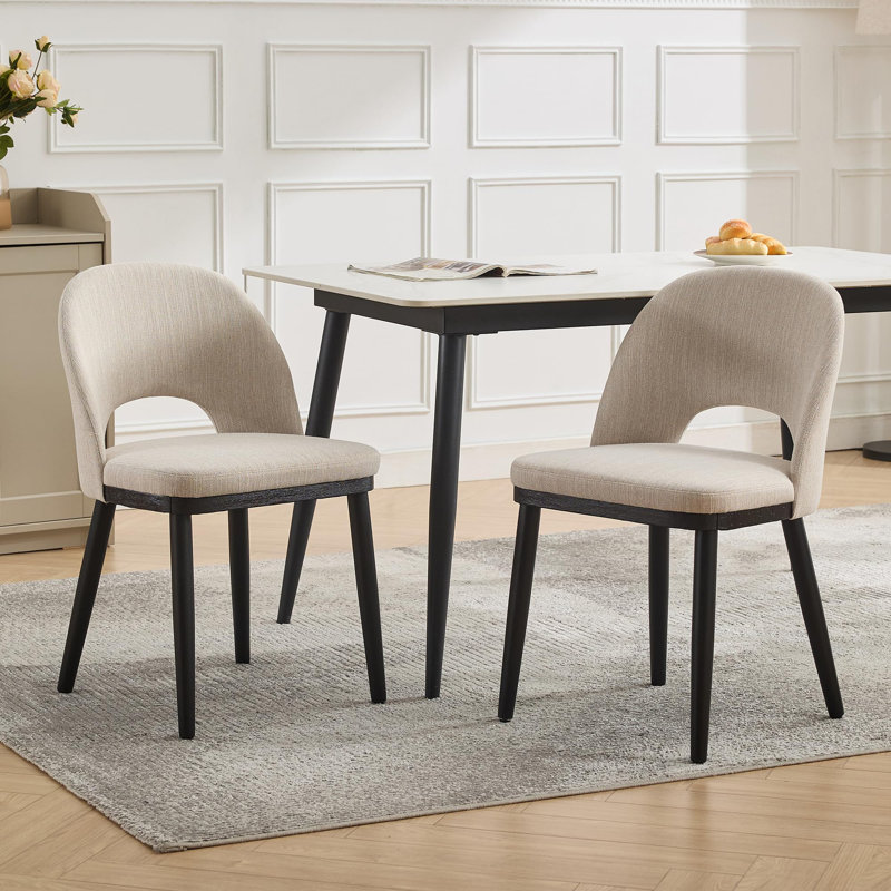 Wooden Dining Chairs Set of,Modern Fabric Upholstered Dining Room Chair, Large Dining Room Kitchen Chairs with High Back and Deep Seat