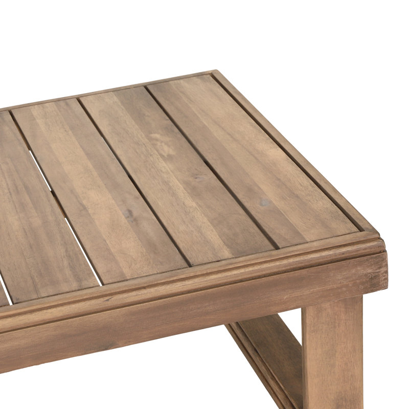 Table basse d'extérieur en bois massif Akono, H 11,25 po x l 22 po x P 38,5 po, Brun
