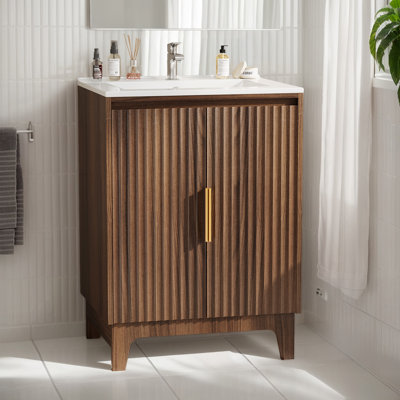 Armoire de lavabo en noyer sans lavabo
