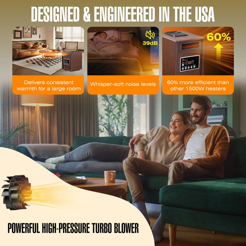 Walnut Electric Infrared Heater with Humidifier and Fan