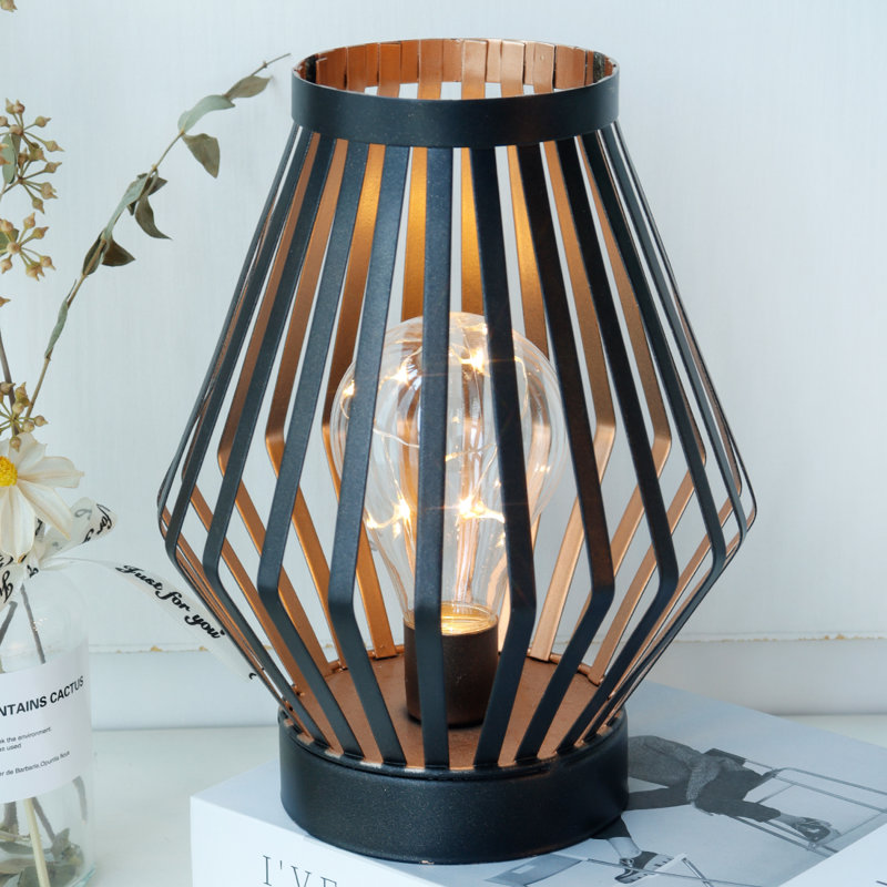 Banner 22Cm Black Metal Dimond Shape Cordless Table Lamp