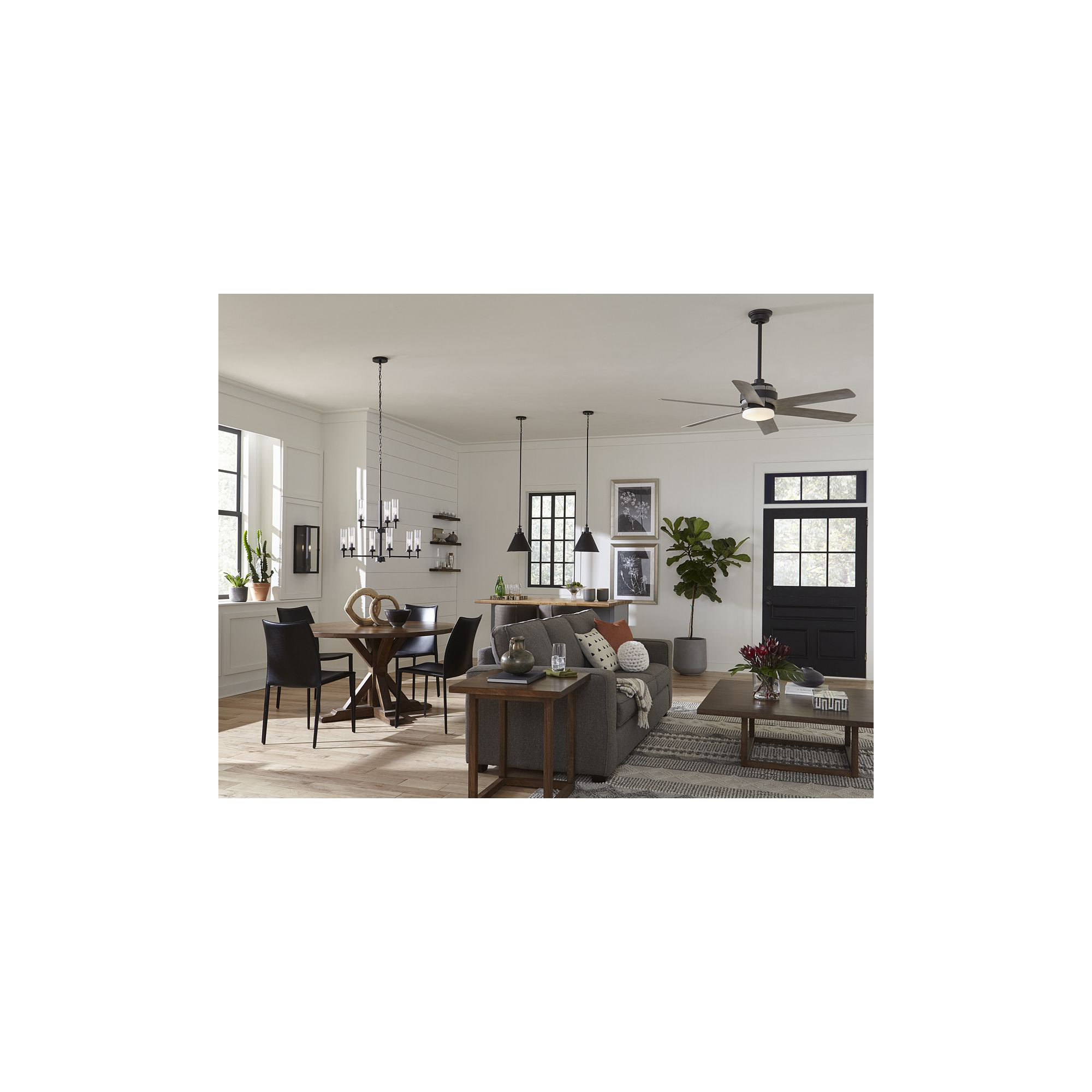 Kaysville 56'' 6 Blade Ceiling Fan with LED Light Kit, Graphite