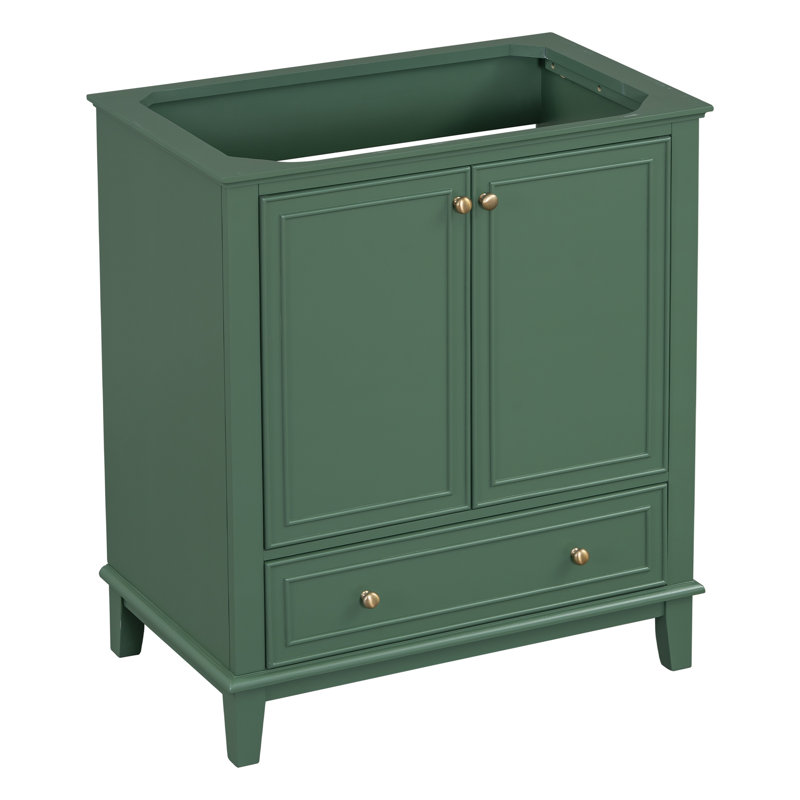 Meuble-lavabo 30 po sans lavabo, base seulement, armoire de salle de bain multifonctionnelle avec portes et tiroir, cadre solide et panneau de fibres à densité moyenne, vert foncé