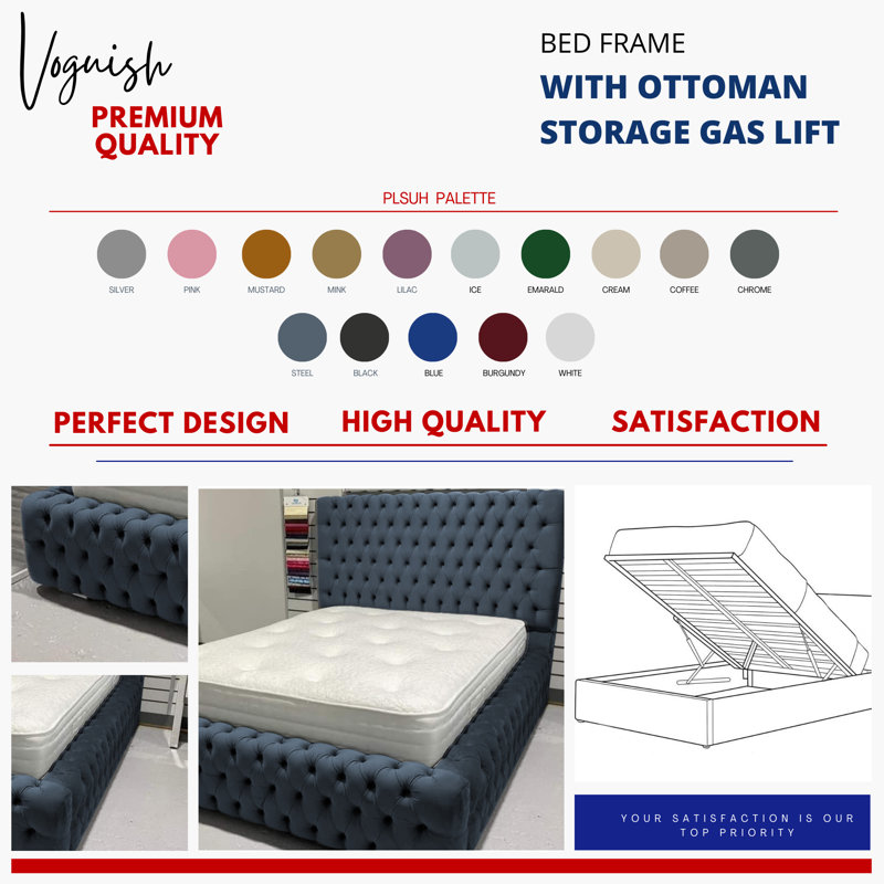 Upholstered Ottoman Storage Bed, Double (4'6), White