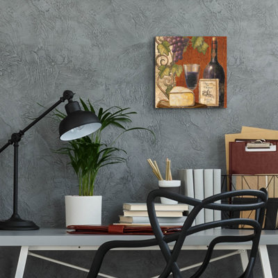 «Wine and Cheese Tustation 3» par Art Licensing Studio, art mural en verre acrylique, 12 po x 12 po