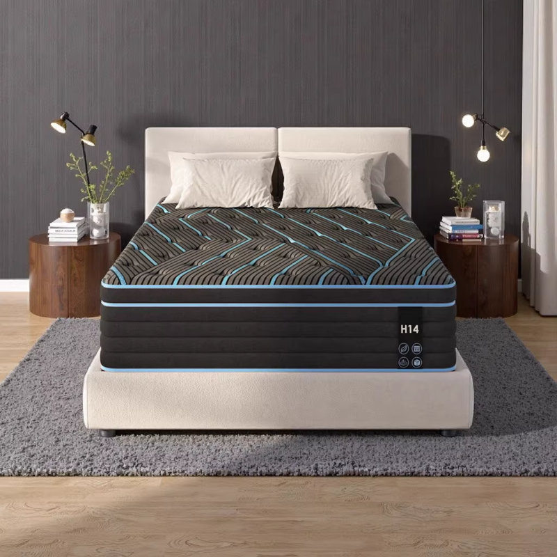 Twin Size 10 Inch Hybrid Mattress with Individually Pocketed Innerspring - Medium Firm Support for Restful Sleep, Black & Blue